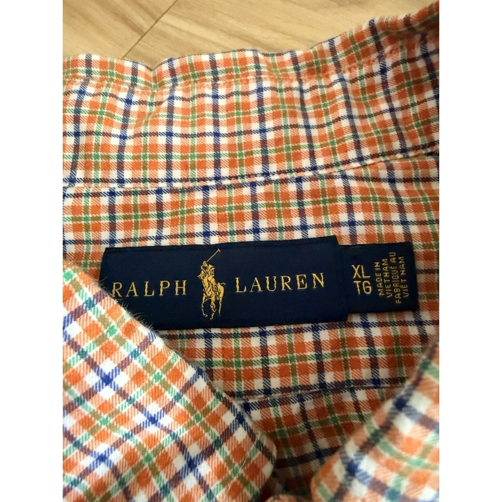 Polo Ralph Lauren Shirt Mens XL Multicolor Plaid Long Sleeve Button Down Orange - Picture 2 of 4